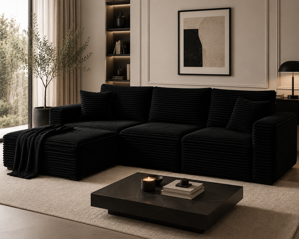 Arvella Noir Cloud Sectional Sofa