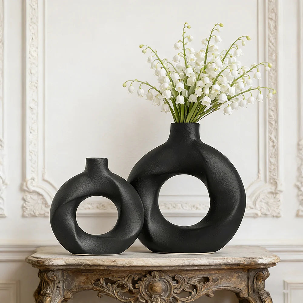 Modern Nordic Ceramic Vase Set – Minimalist Luxury Home Decor