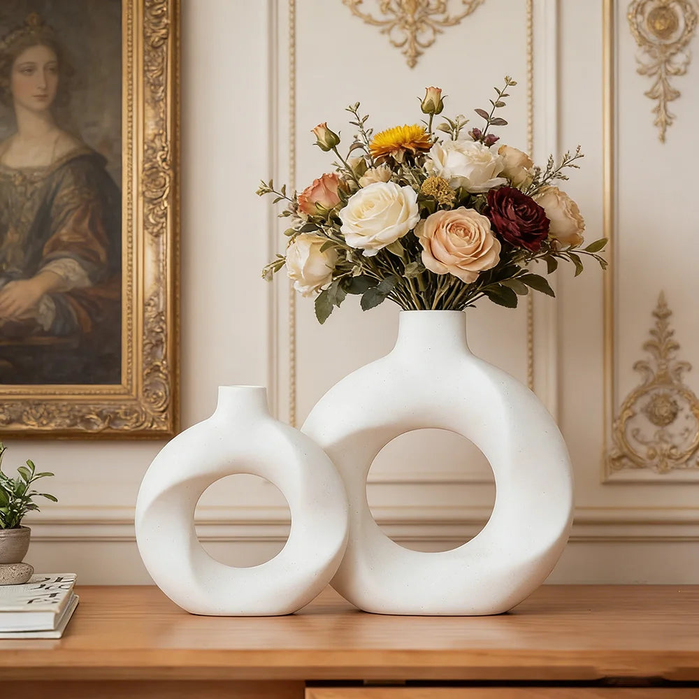 Modern Nordic Ceramic Vase Set – Minimalist Luxury Home Decor