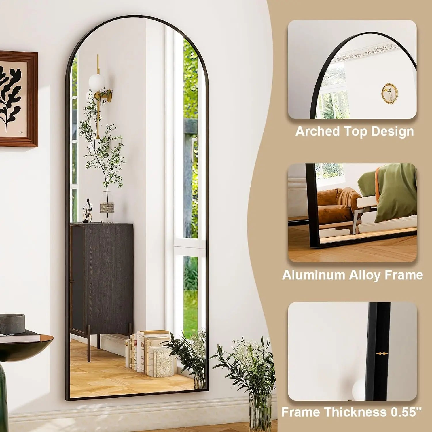 Arvella Modern Arch Full-Length Mirror